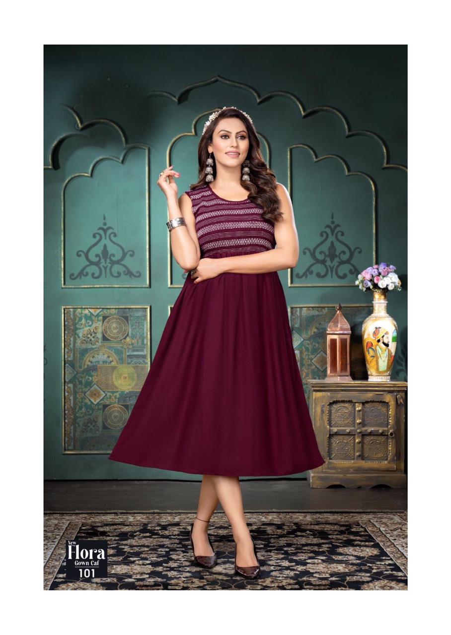 New Flora Gown Cal By Trendy Party Wear Kurtis Catalog